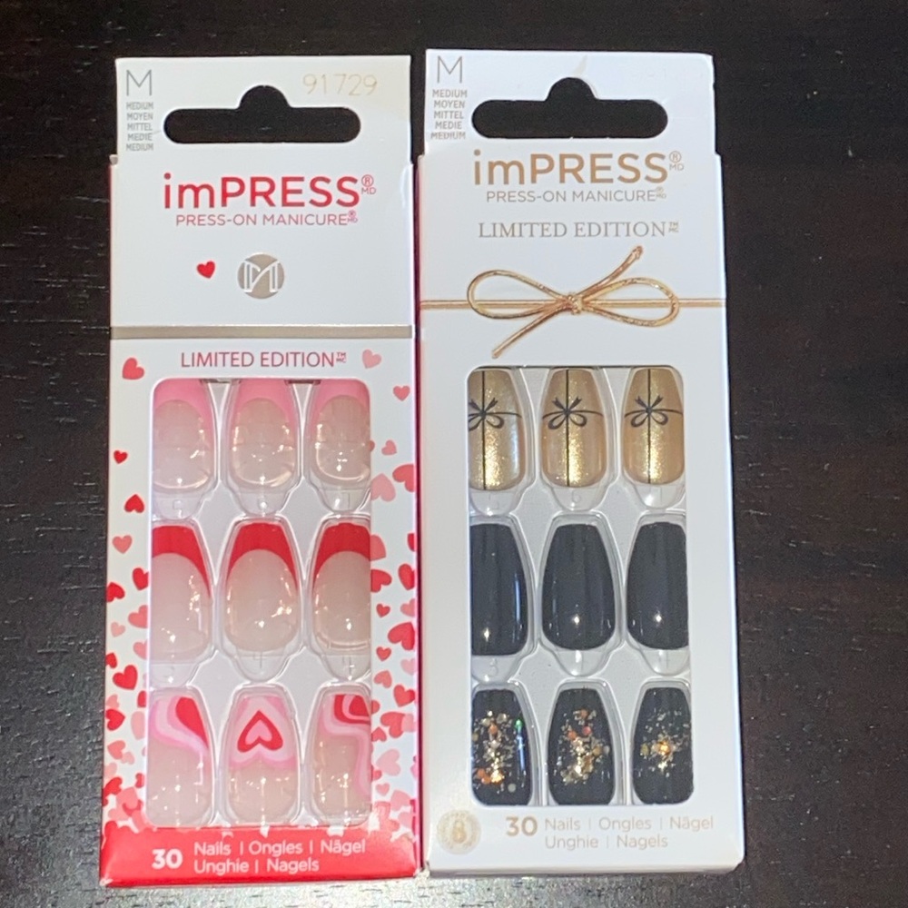 KISS imPRESS PRESS-ON COFFIN STYLE NAILS MANICURE- BUNDLE OF TWO